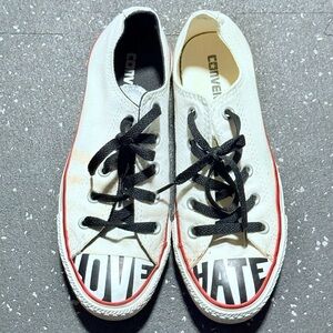 Converse “Love & Hate” Sneakers in White and Black